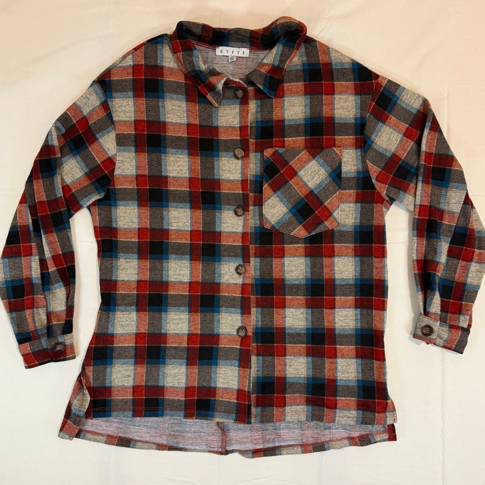 Hyfve Womens Plaid Button Down Small